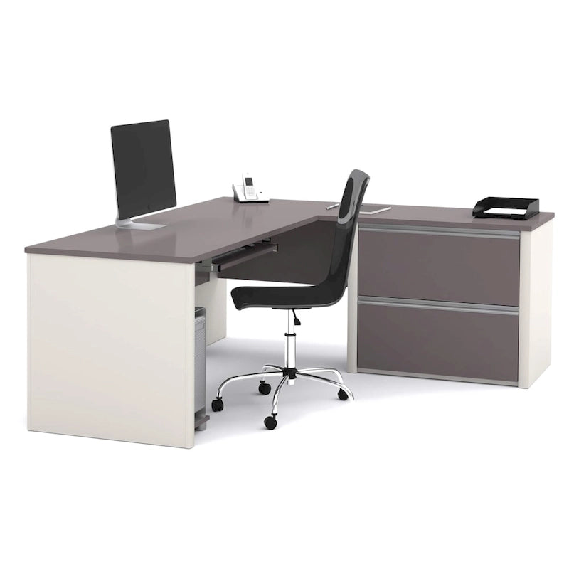 Bestar Connexion L-desk with Oversized Pedestal