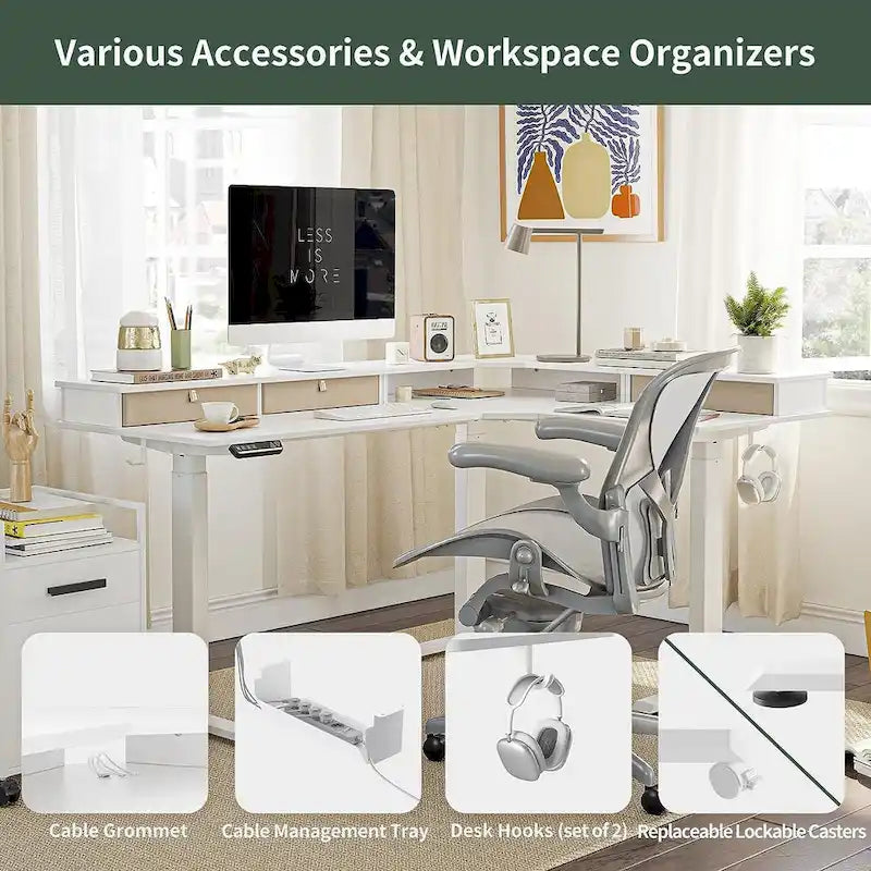 FEZIBO/Home Office Furniture/Brown&Black/Wood/Standing Desk/Desks