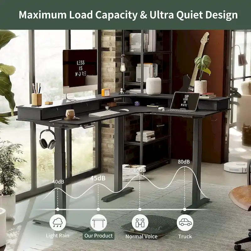 FEZIBO/Home Office Furniture/Brown&Black/Wood/Standing Desk/Desks