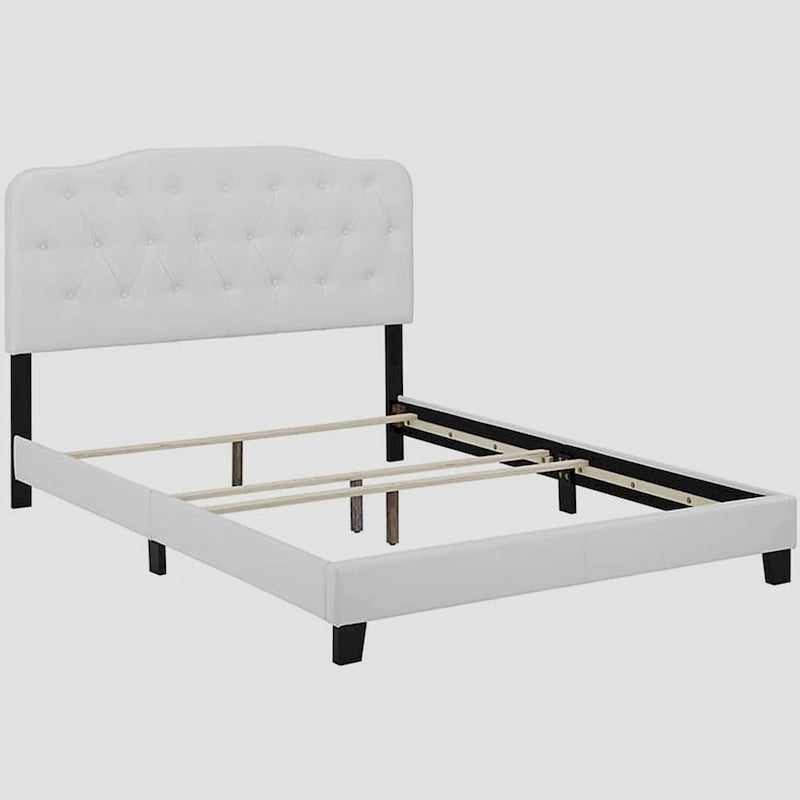 Dayton King Leather Platform Bed with Button Tufted Headboard
