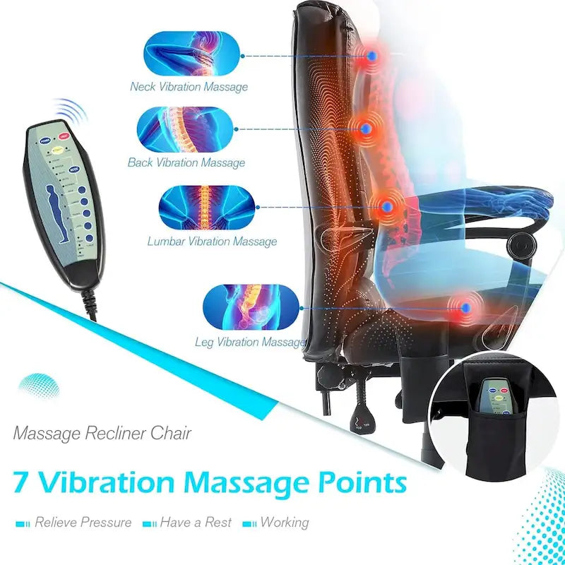 AECOJOY Ergonomic Office Chair with 7 Points Vibrating Massage&Heat Functions