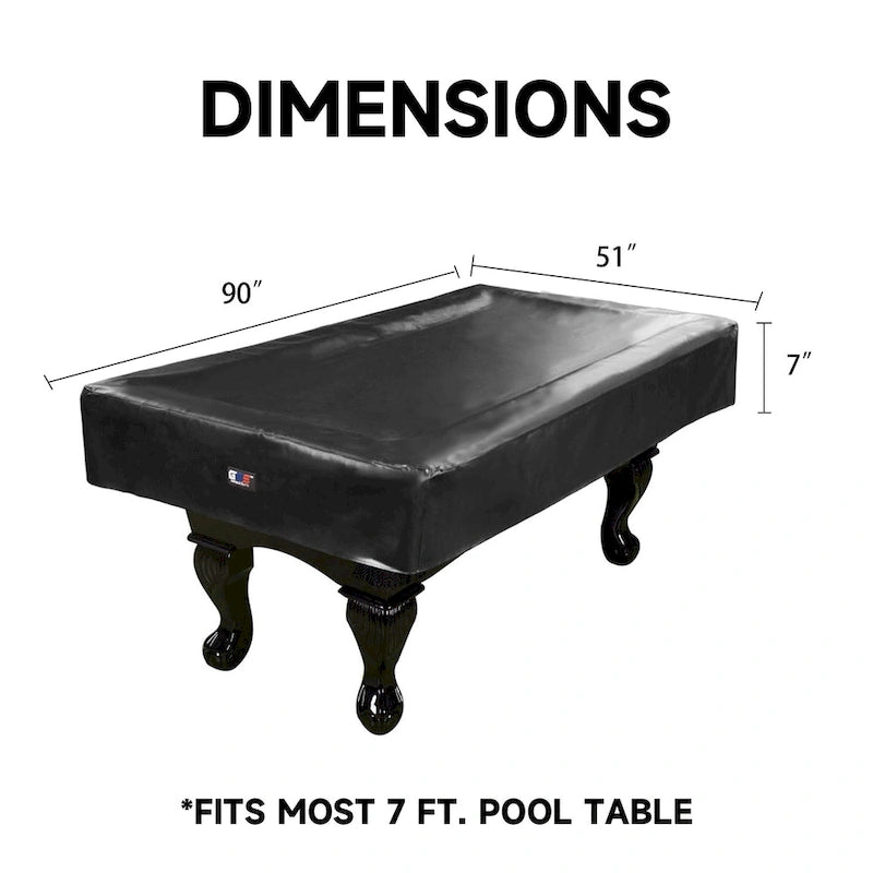 GSE 7ft/8ft/9ft Heavy Duty PU Leatherette Billiard Pool Table Cover - Black