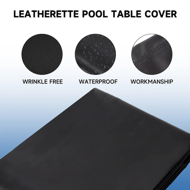 GSE 7ft/8ft/9ft Heavy Duty PU Leatherette Billiard Pool Table Cover - Black