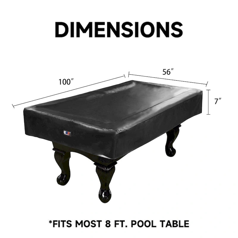 GSE 7ft/8ft/9ft Heavy Duty PU Leatherette Billiard Pool Table Cover - Black