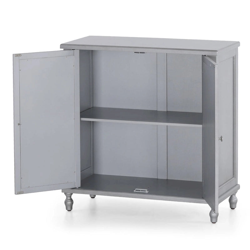 Sophia & William Silver 2-Door Fujimori Mirror Accent Storage Cabinet