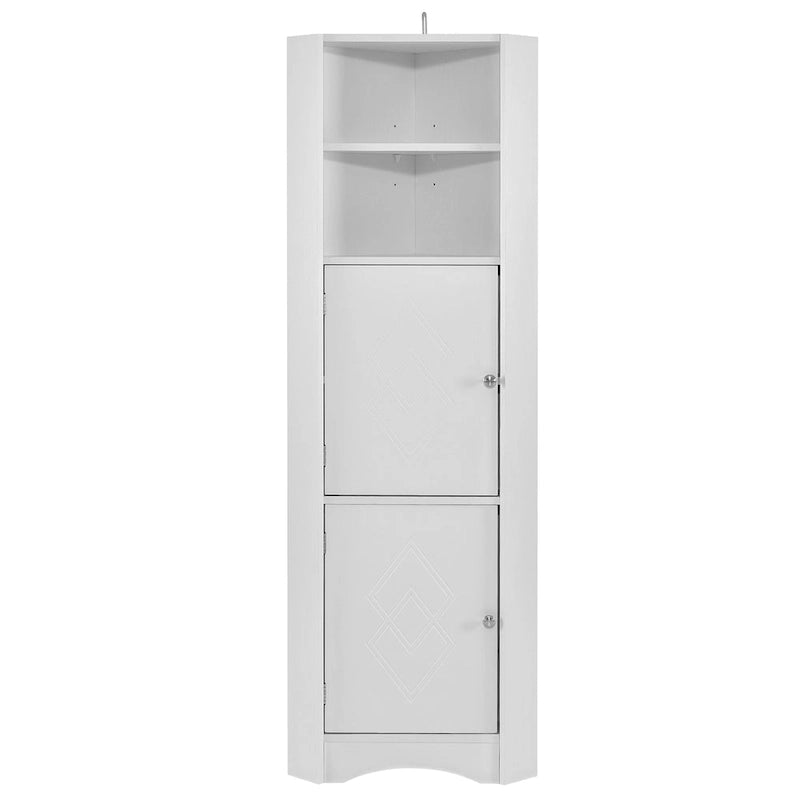 Nestfair Tall Freestanding Bathroom Cabinet Corner Storage Cabinet with Doors and Adjustable Shelves