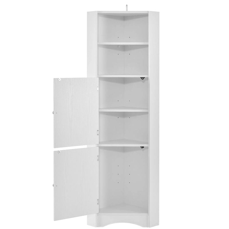 Nestfair Tall Freestanding Bathroom Cabinet Corner Storage Cabinet with Doors and Adjustable Shelves