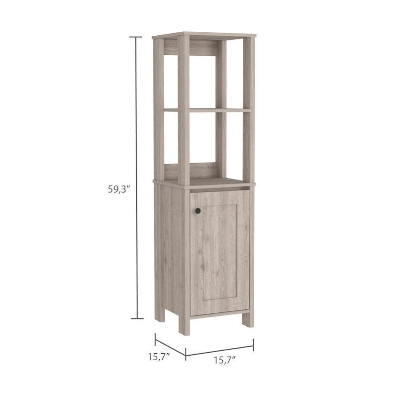 FM Furniture Arctic Linen Cabinet with 4 Shelves and Single Door Cabinet