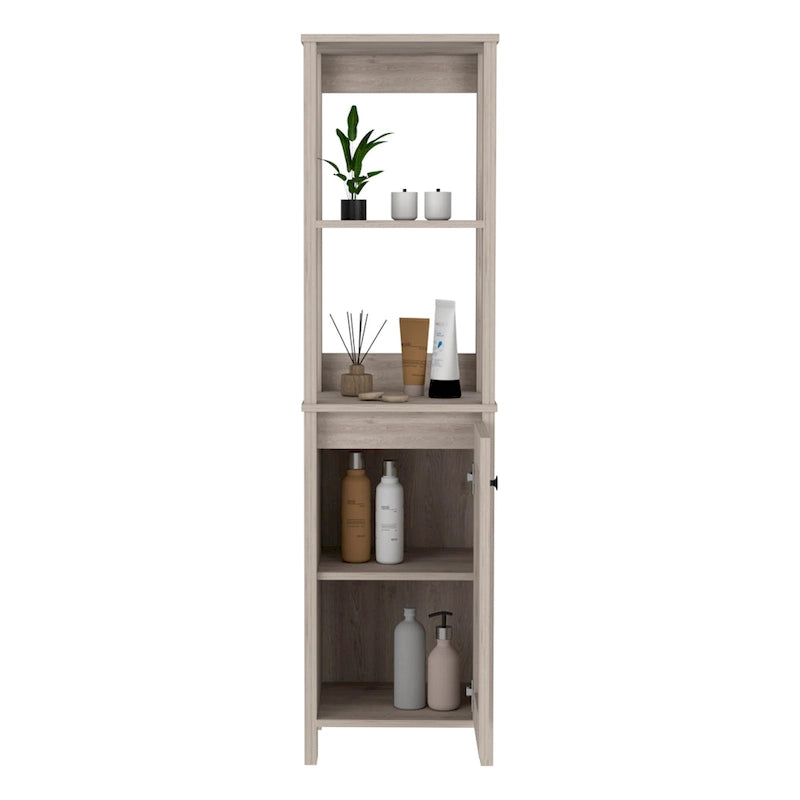 FM Furniture Arctic Linen Cabinet with 4 Shelves and Single Door Cabinet