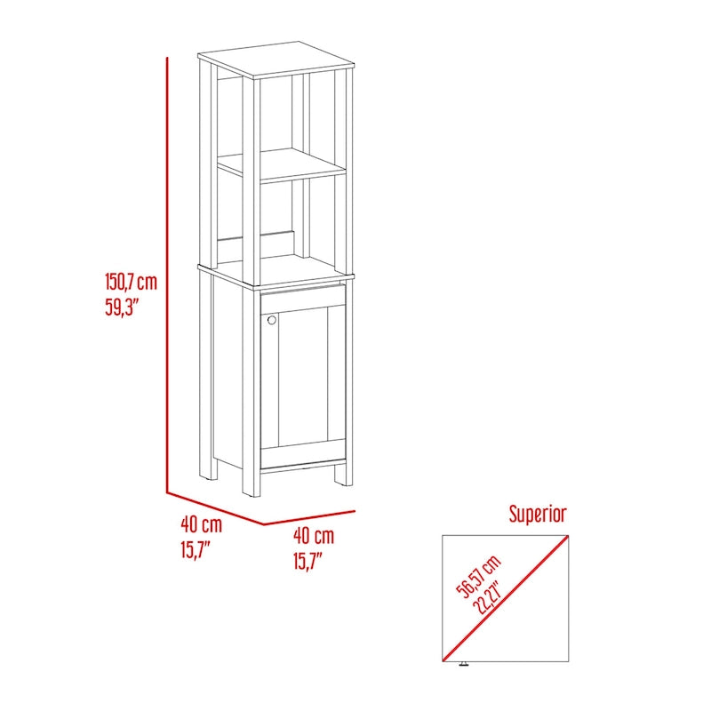 FM Furniture Arctic Linen Cabinet with 4 Shelves and Single Door Cabinet