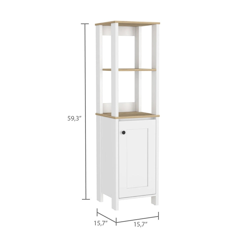 FM Furniture Arctic Linen Cabinet with 4 Shelves and Single Door Cabinet