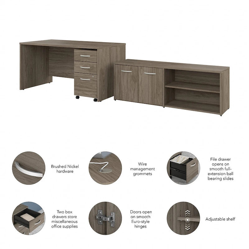 Studio C 60W Desk with Return and Cabinet by Bush Business Furniture