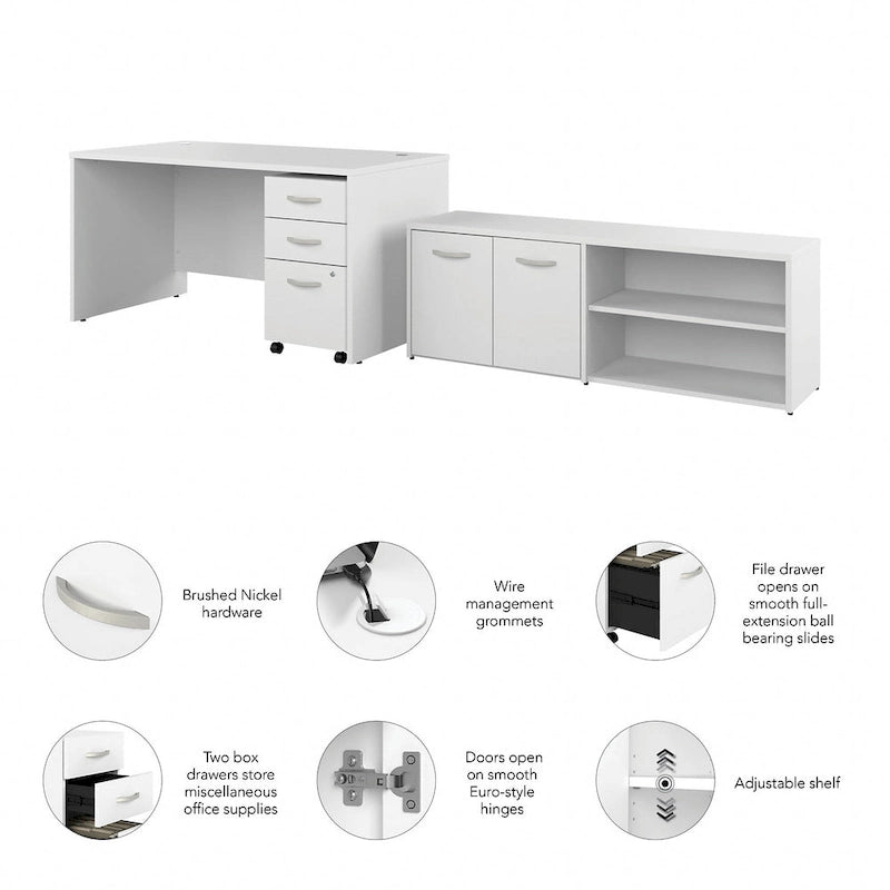 Studio C 60W Desk with Return and Cabinet by Bush Business Furniture