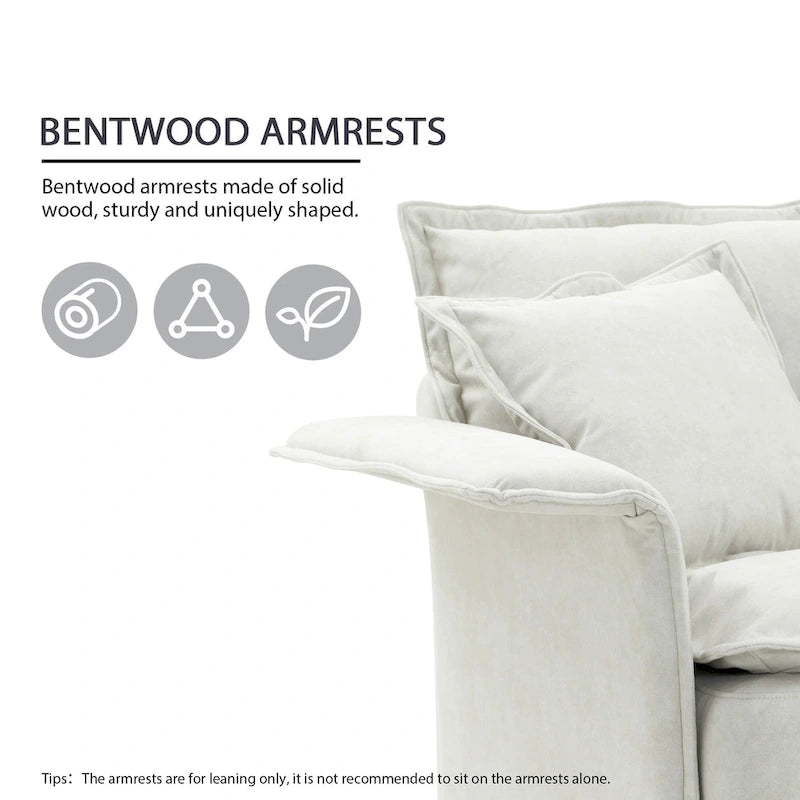 [VIDEO provided][New]95*66Oversized Luxury Sectional Sofa with Bentwood Armrests,4 seat Upholstered Indoor Furniture with Doubl