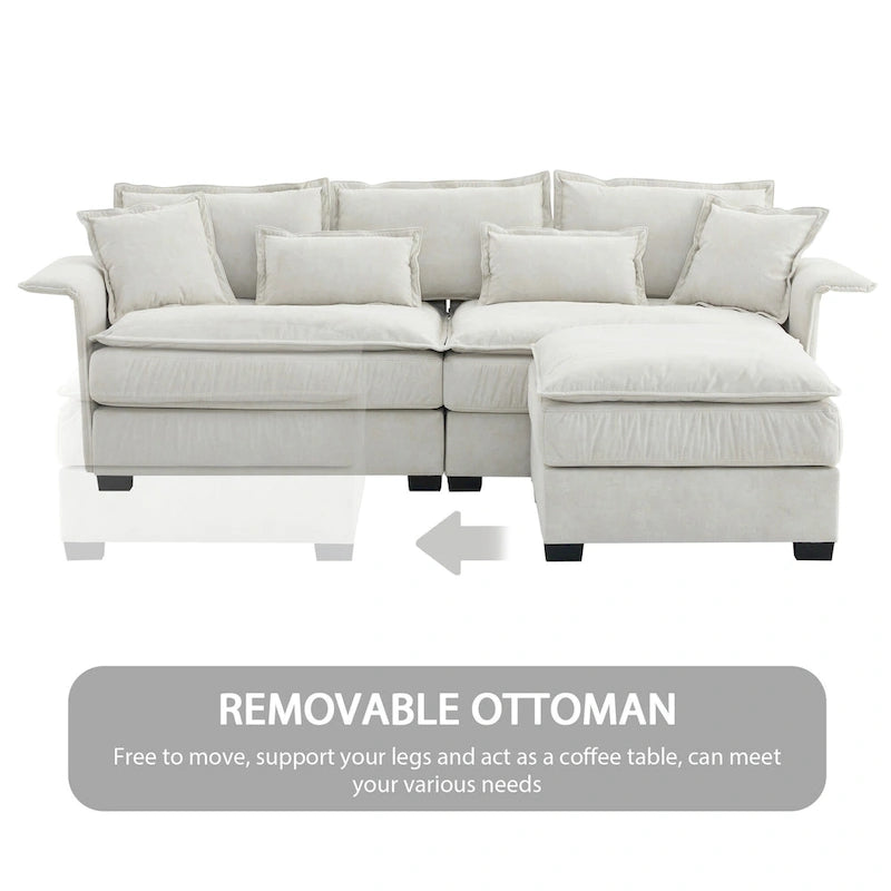 [VIDEO provided][New]95*66Oversized Luxury Sectional Sofa with Bentwood Armrests,4 seat Upholstered Indoor Furniture with Doubl
