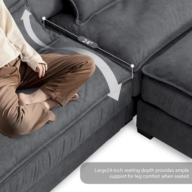 [VIDEO provided][New]95*66Oversized Luxury Sectional Sofa with Bentwood Armrests,4 seat Upholstered Indoor Furniture with Doubl