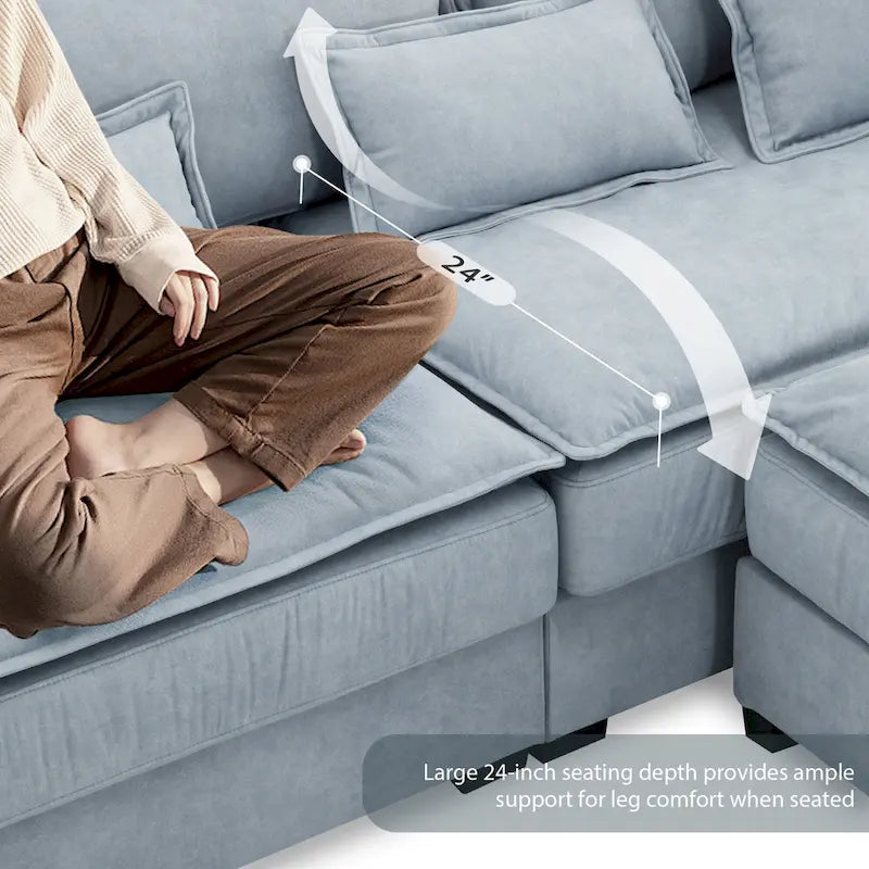 [VIDEO provided][New]95*66Oversized Luxury Sectional Sofa with Bentwood Armrests,4 seat Upholstered Indoor Furniture with Doubl
