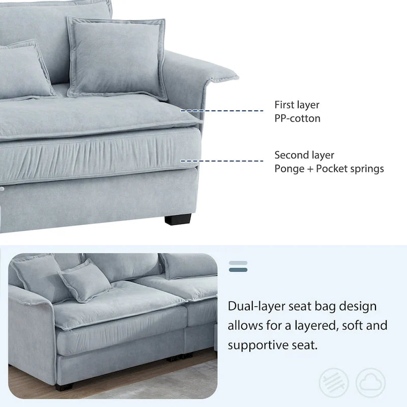 [VIDEO provided][New]95*66Oversized Luxury Sectional Sofa with Bentwood Armrests,4 seat Upholstered Indoor Furniture with Doubl