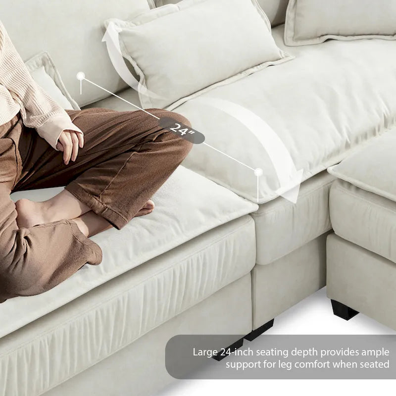 [VIDEO provided][New]95*66Oversized Luxury Sectional Sofa with Bentwood Armrests,4 seat Upholstered Indoor Furniture with Doubl