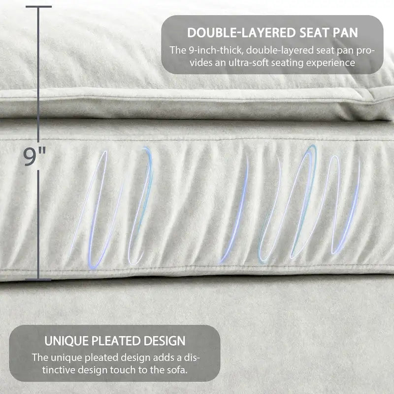 [VIDEO provided][New]95*66Oversized Luxury Sectional Sofa with Bentwood Armrests,4 seat Upholstered Indoor Furniture with Doubl