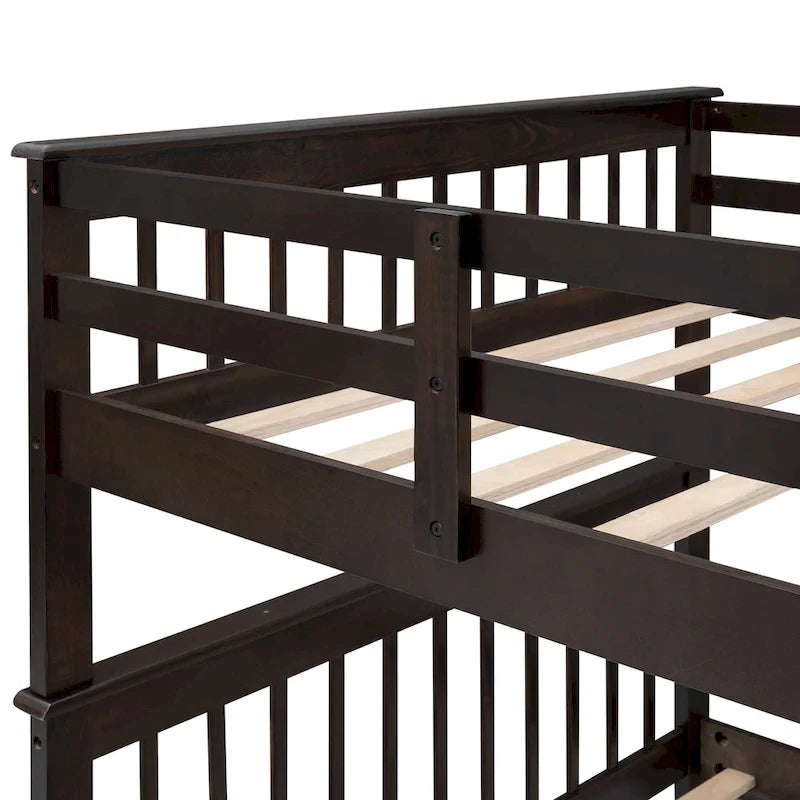 Stairway Full-Over-Full Bunk Bed with Drawer, Storage and Guard Rail for Bedroom, Espresso color( old sku: LP000310AAP )