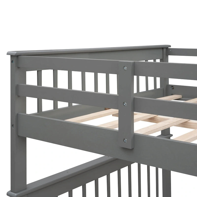 Stairway Full-Over-Full Bunk Bed with Drawer, Storage and Guard Rail for Bedroom, Espresso color( old sku: LP000310AAP )