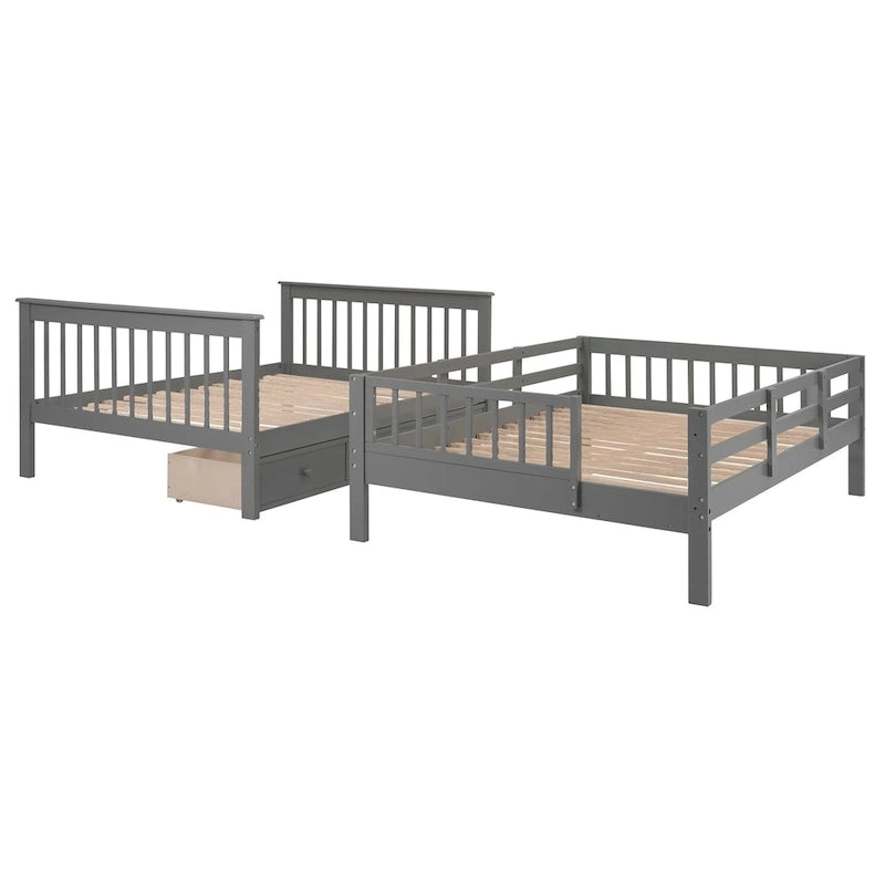 Stairway Full-Over-Full Bunk Bed with Drawer, Storage and Guard Rail for Bedroom, Espresso color( old sku: LP000310AAP )