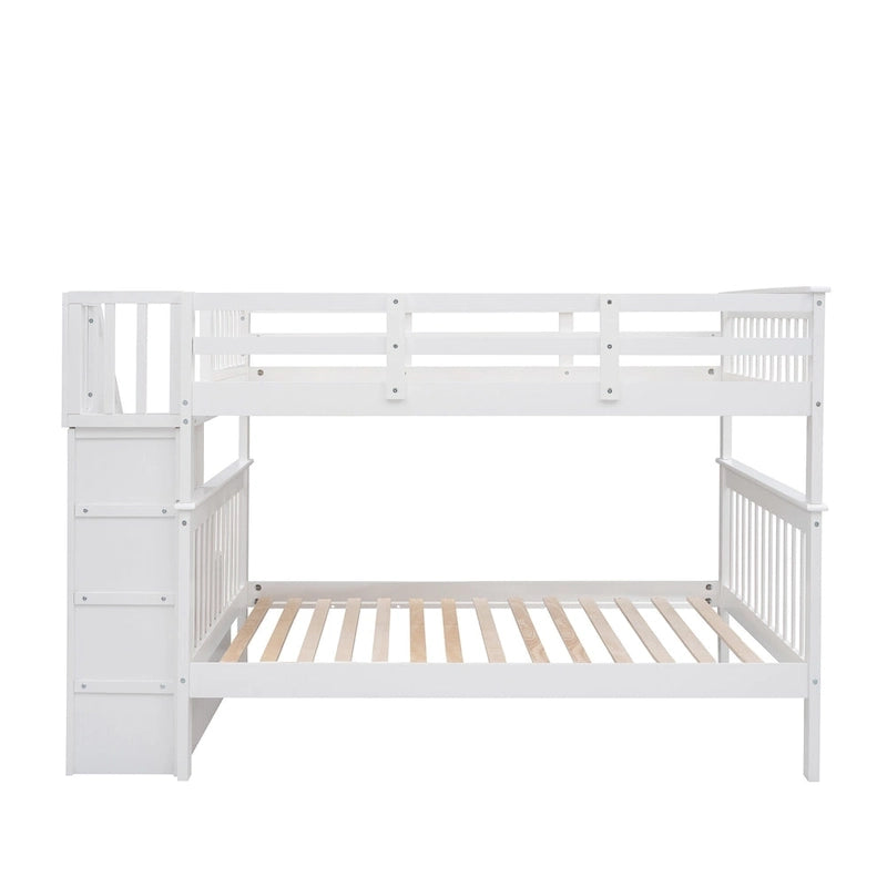 Stairway Full-Over-Full Bunk Bed with Drawer, Storage and Guard Rail for Bedroom, Espresso color( old sku: LP000310AAP )
