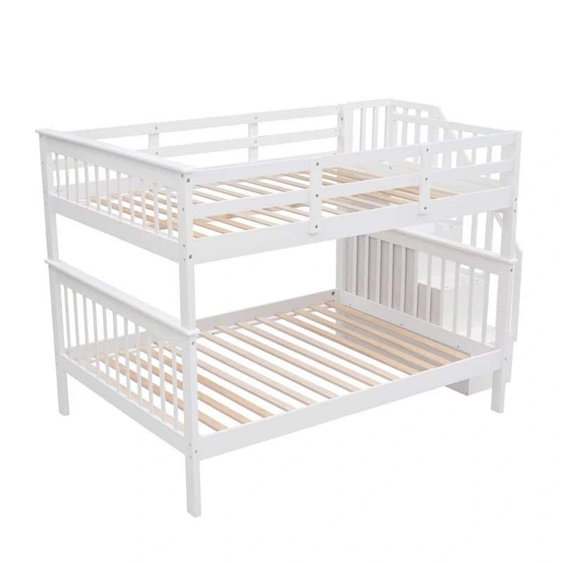 Stairway Full-Over-Full Bunk Bed with Drawer, Storage and Guard Rail for Bedroom, Espresso color( old sku: LP000310AAP )