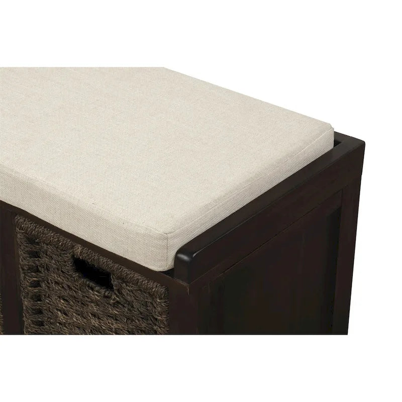 Merax Entryway Storage Bench with 3 Removable Baskets and Cushion