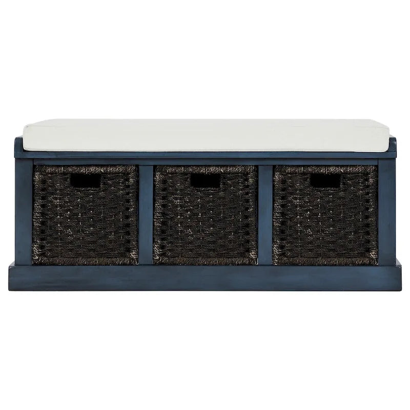 Merax Entryway Storage Bench with 3 Removable Baskets and Cushion