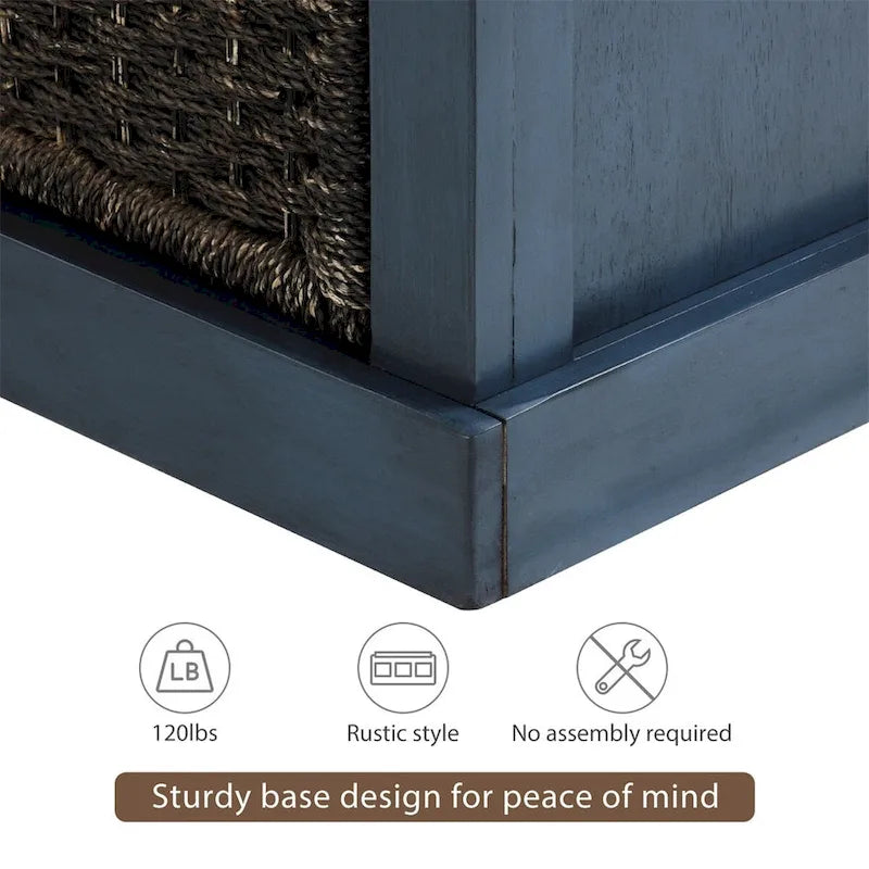 Merax Entryway Storage Bench with 3 Removable Baskets and Cushion