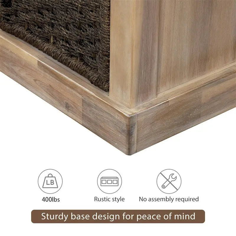 Merax Entryway Storage Bench with 3 Removable Baskets and Cushion