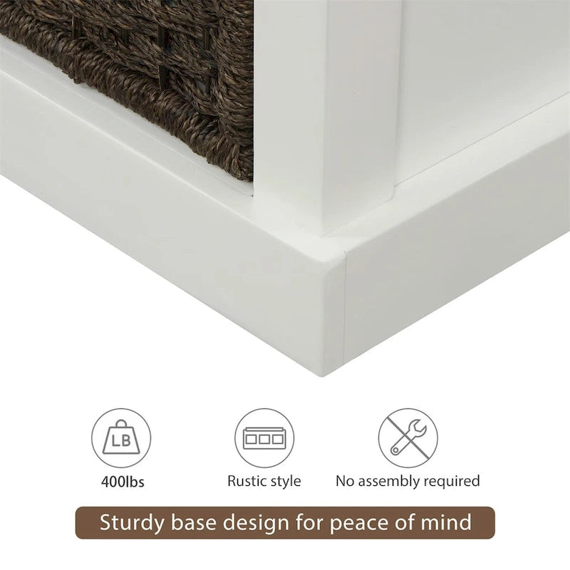 Merax Entryway Storage Bench with 3 Removable Baskets and Cushion