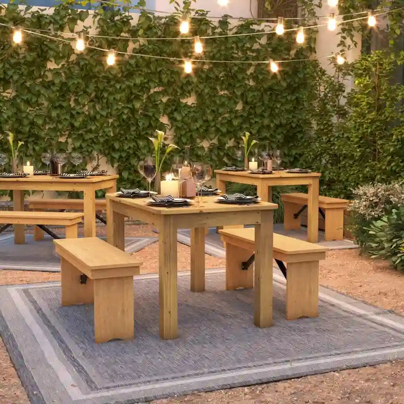 Rectangular Antique Rustic Solid Pine Farm Dining Table