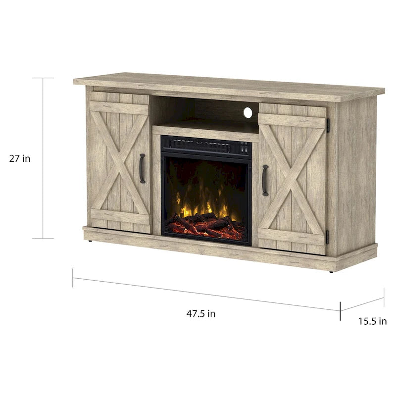 Cottonwood Fireplace TV Stand for TVs up to 55, Ashland Pine - 47.5 inches in width