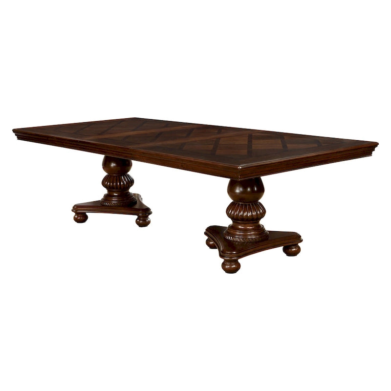 Madzharovo Traditional Brown Cherry Faux Leather Formal 9-Piece Dining Set by Copper Grove