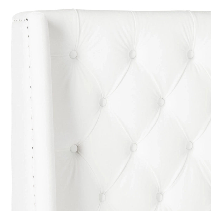 SAFAVIEH Shandra Taupe Linen Upholstered Tufted Wingback Headboard (Full)
