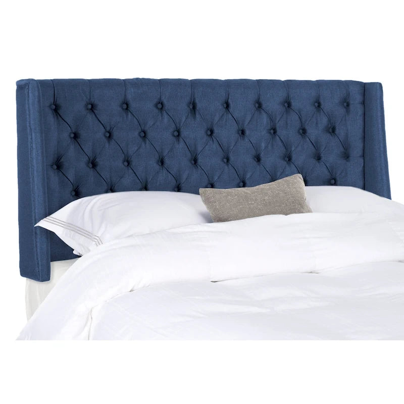SAFAVIEH Shandra Taupe Linen Upholstered Tufted Wingback Headboard (Full)