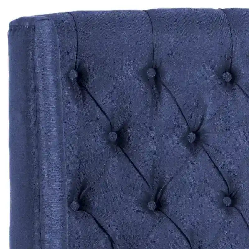 SAFAVIEH Shandra Taupe Linen Upholstered Tufted Wingback Headboard (Full)