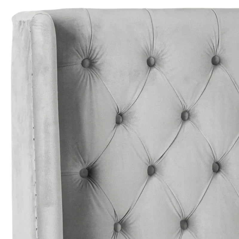SAFAVIEH Shandra Taupe Linen Upholstered Tufted Wingback Headboard (Full)