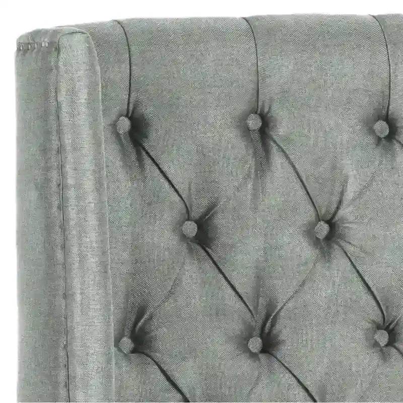 SAFAVIEH Shandra Taupe Linen Upholstered Tufted Wingback Headboard (Full)