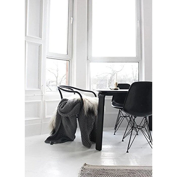 Set of 2 Mid-Century Modern Dining Side Chairs Armless Plastic Shell Seat with Black Metal Wire Eiffel Base, White
