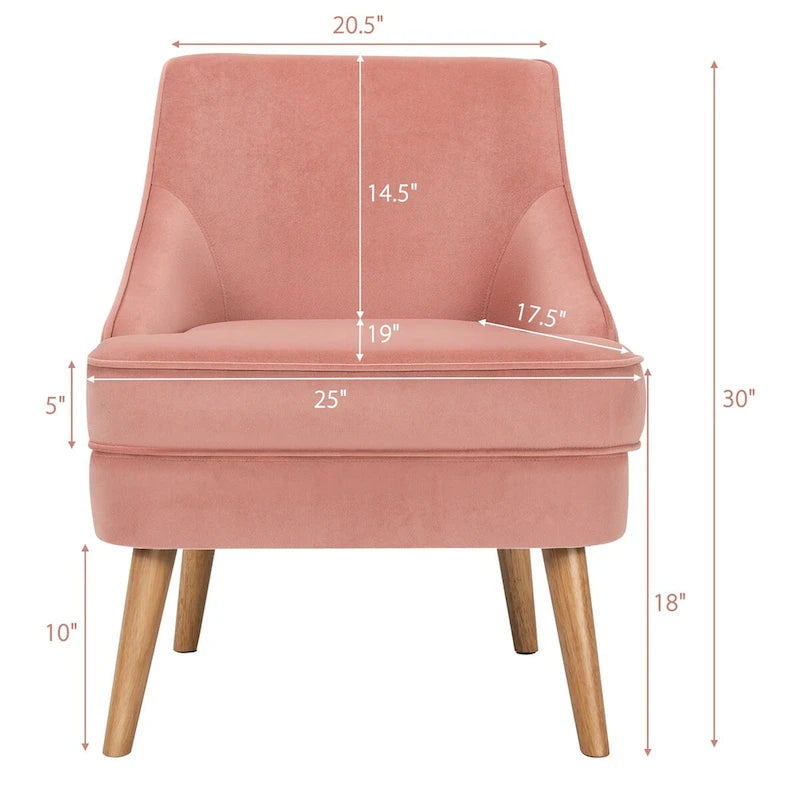 Costway Set of 2 Accent Chairs Velvet Single Sofa Chair w/Rubber Wood