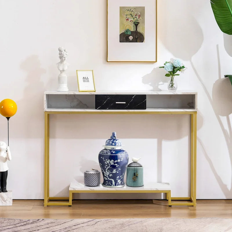 Ivinta Console Table,Entryway Table with Shoe Storage,Narrow Long Sofa Table