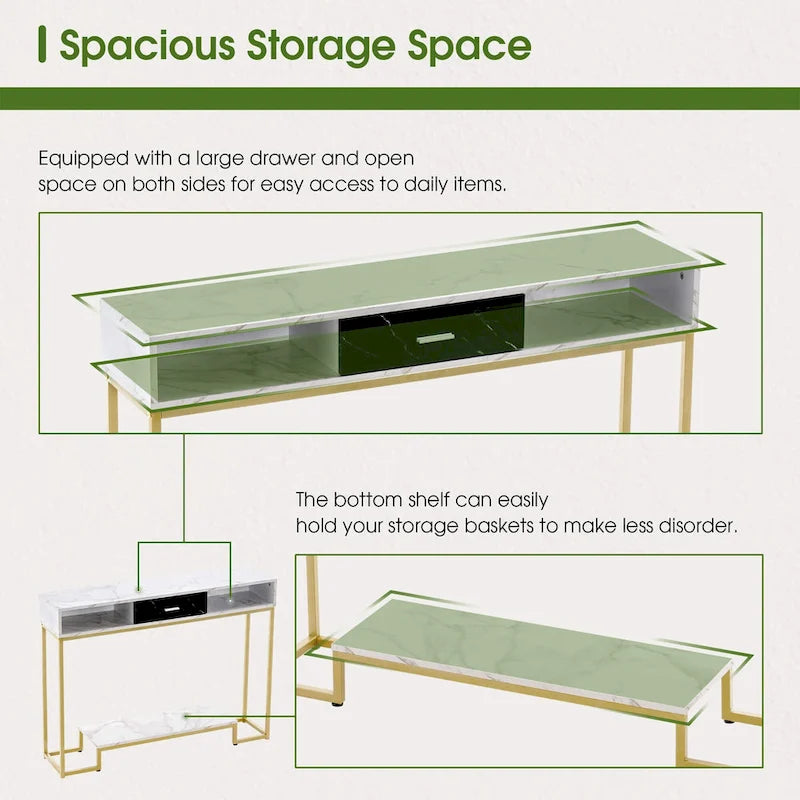 Ivinta Console Table,Entryway Table with Shoe Storage,Narrow Long Sofa Table