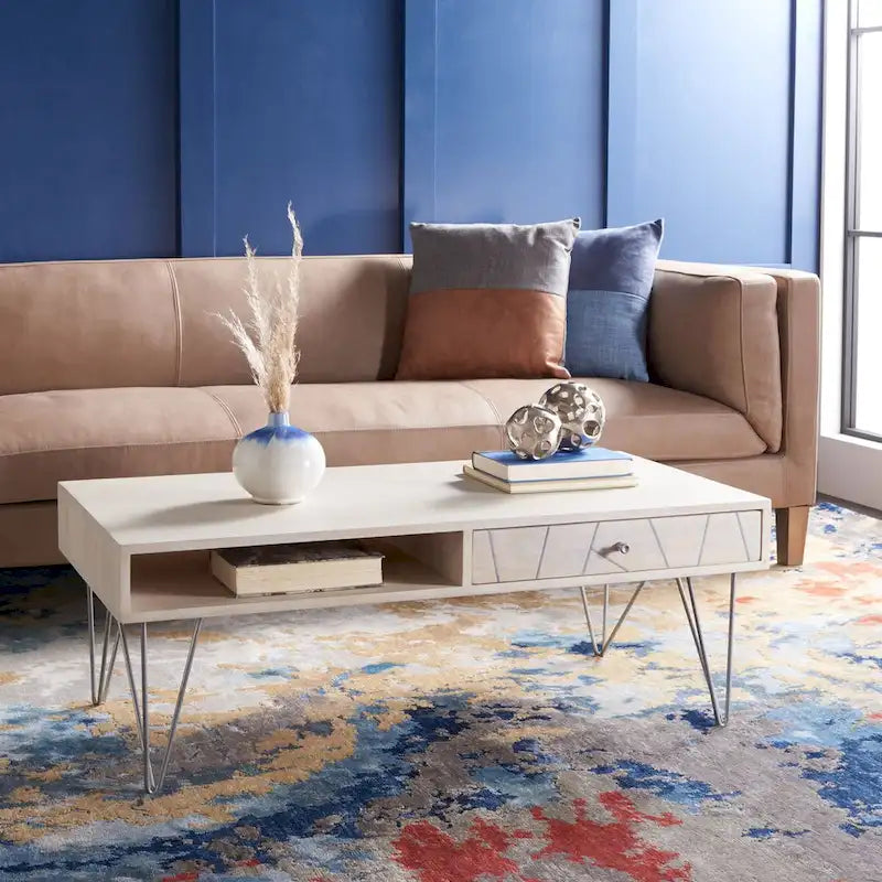 SAFAVIEH Nilgun 1-Drawer 1-Shelf Living Room Coffee Table - 43 W x 21.6 L x 16 H - 43Wx22Dx16H