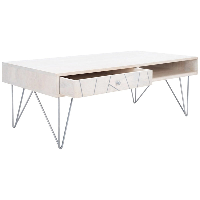 SAFAVIEH Nilgun 1-Drawer 1-Shelf Living Room Coffee Table - 43 W x 21.6 L x 16 H - 43Wx22Dx16H