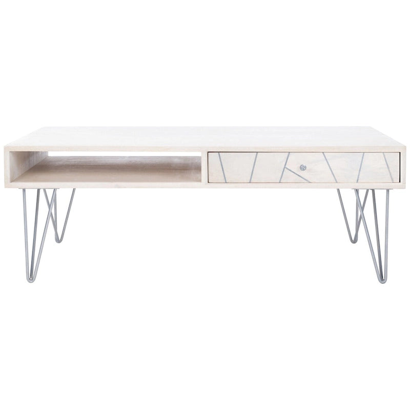 SAFAVIEH Nilgun 1-Drawer 1-Shelf Living Room Coffee Table - 43 W x 21.6 L x 16 H - 43Wx22Dx16H