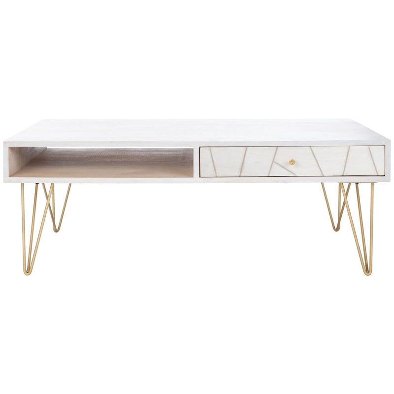 SAFAVIEH Nilgun 1-Drawer 1-Shelf Living Room Coffee Table - 43 W x 21.6 L x 16 H - 43Wx22Dx16H